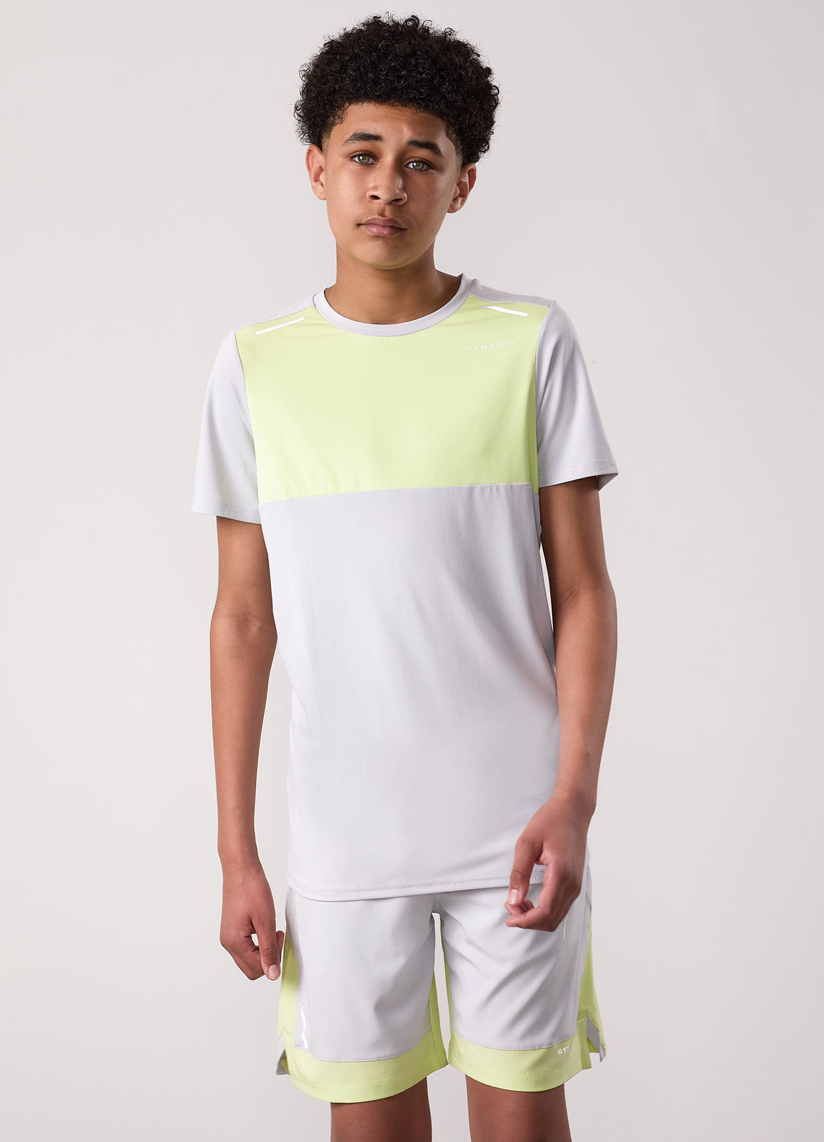 Gym King Older Kids Advance Tee - Light Grey/Limelight