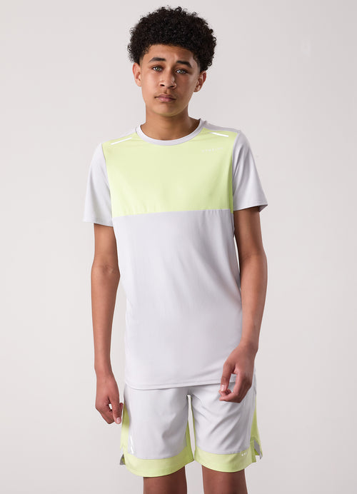 Gym King Older Kids Advance Tee - Light Grey/Limelight