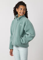 Gym King Older Kids Full Zip Borg Jacket - Green Mist thumbnail