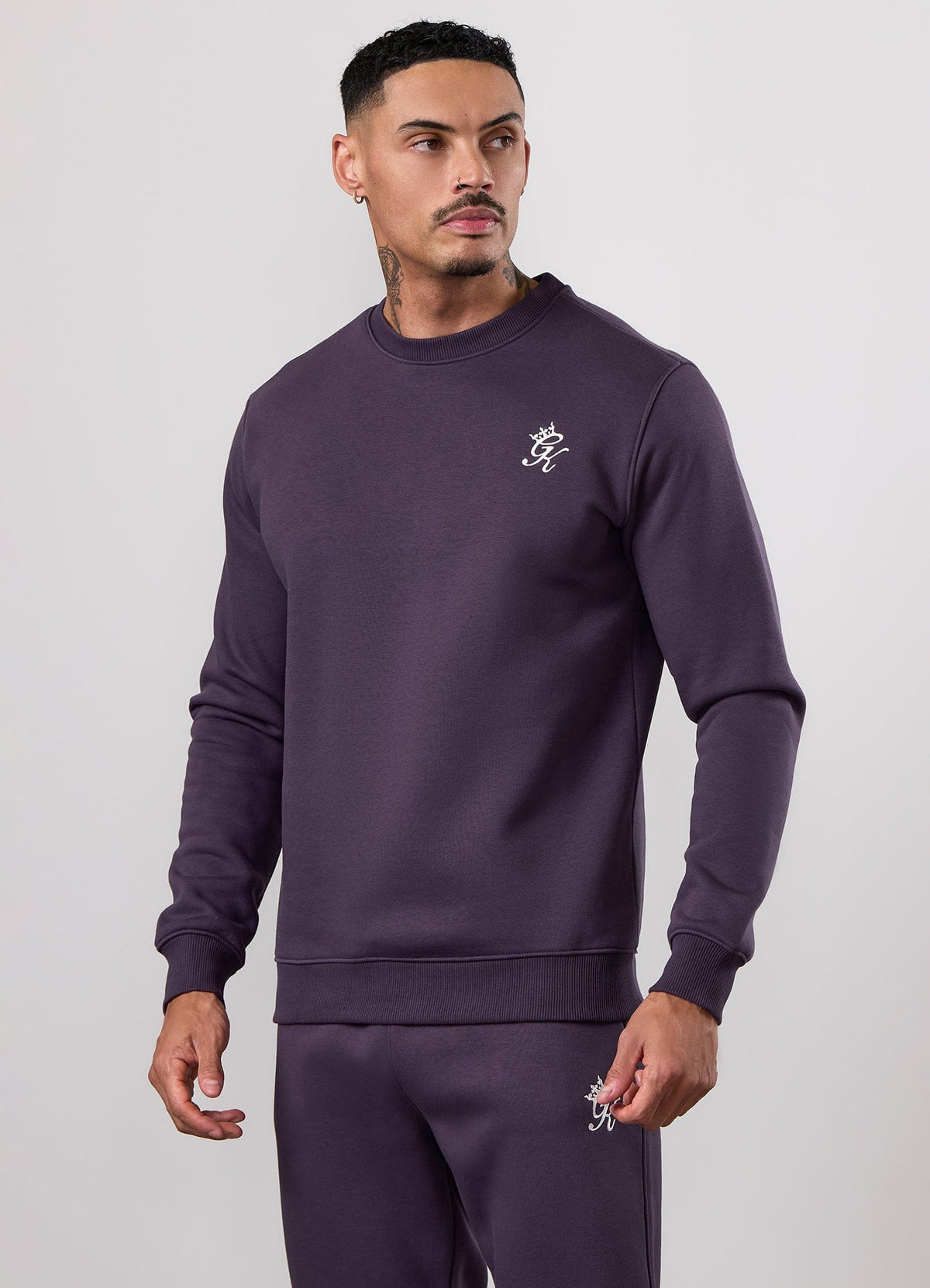 Gym King Fundamental Fleece Crew Tracksuit - Deep Purple