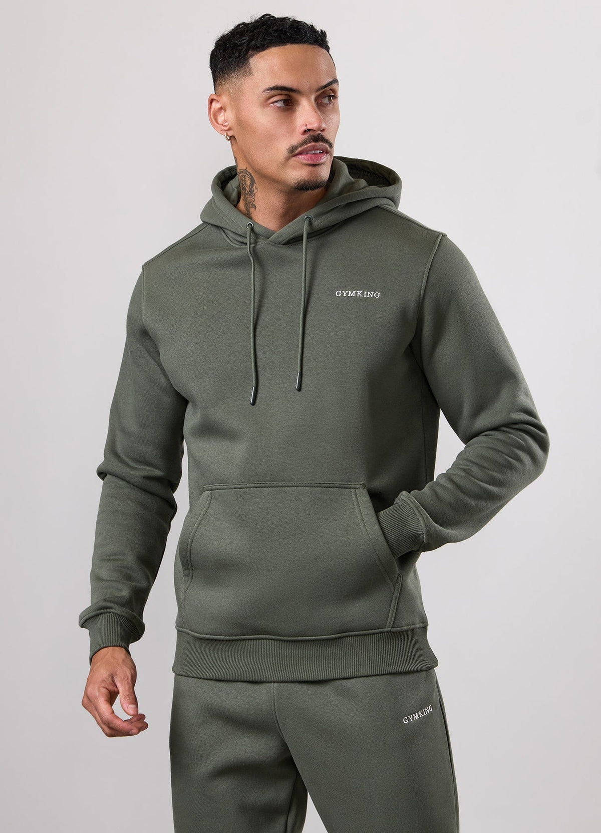 Gym King Fundamental Linear Hoodie - Deep Olive