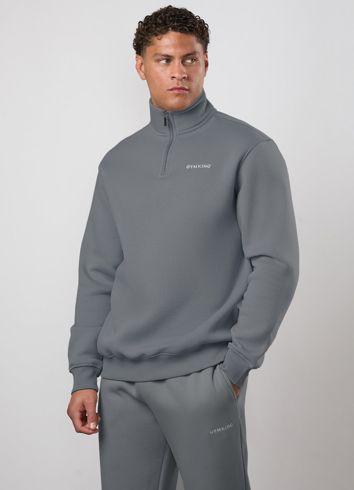 Gym King Fundamental Linear 1/4 Zip Funnel - Mountain Slate