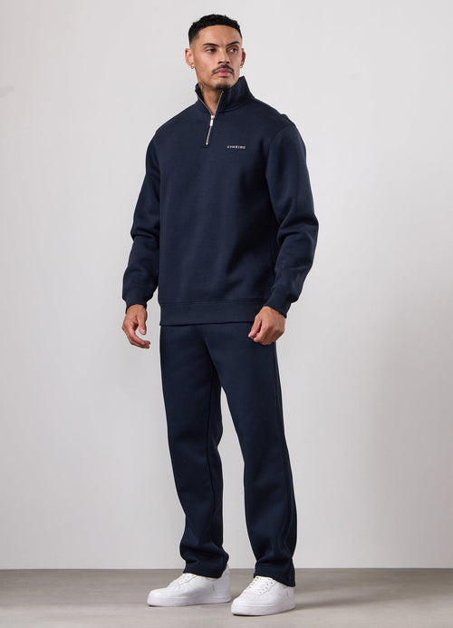 Gym King Fundamental Linear 1/4 Zip Tracksuit - Navy
