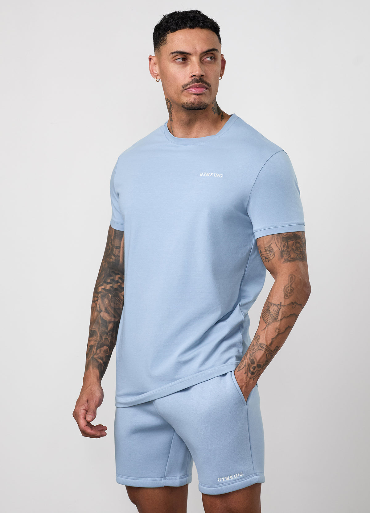 Gym King Fundamental Linear T-Shirt - Powder Blue