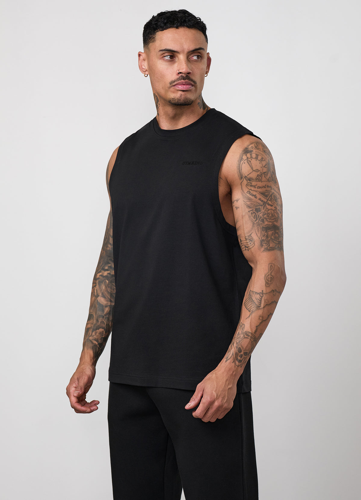 Gym King Fundamental Linear Tank - Black/Black