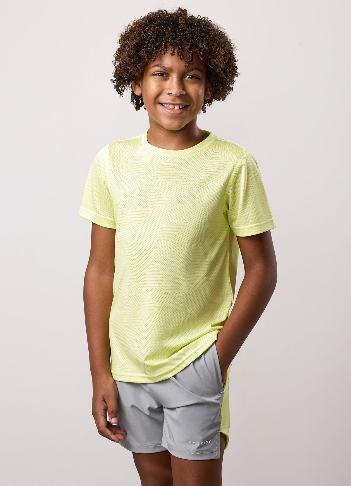 Gym King Older Kids Geometric Knit T-Shirt - Limelight