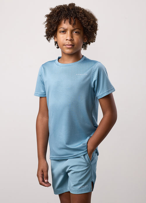 Gym King Older Kids Geometric Knit T-Shirt - Sea Mist