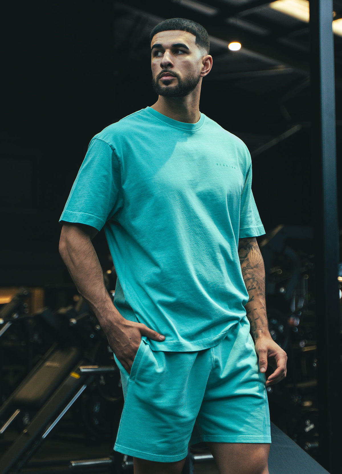 Gym King World Distressed Graphic Washed T-Shirt - Poolside Green