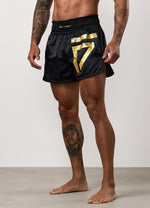 Gym King Fight Division Thai-bokshort - Zwart/goud (miniatuurafbeelding)