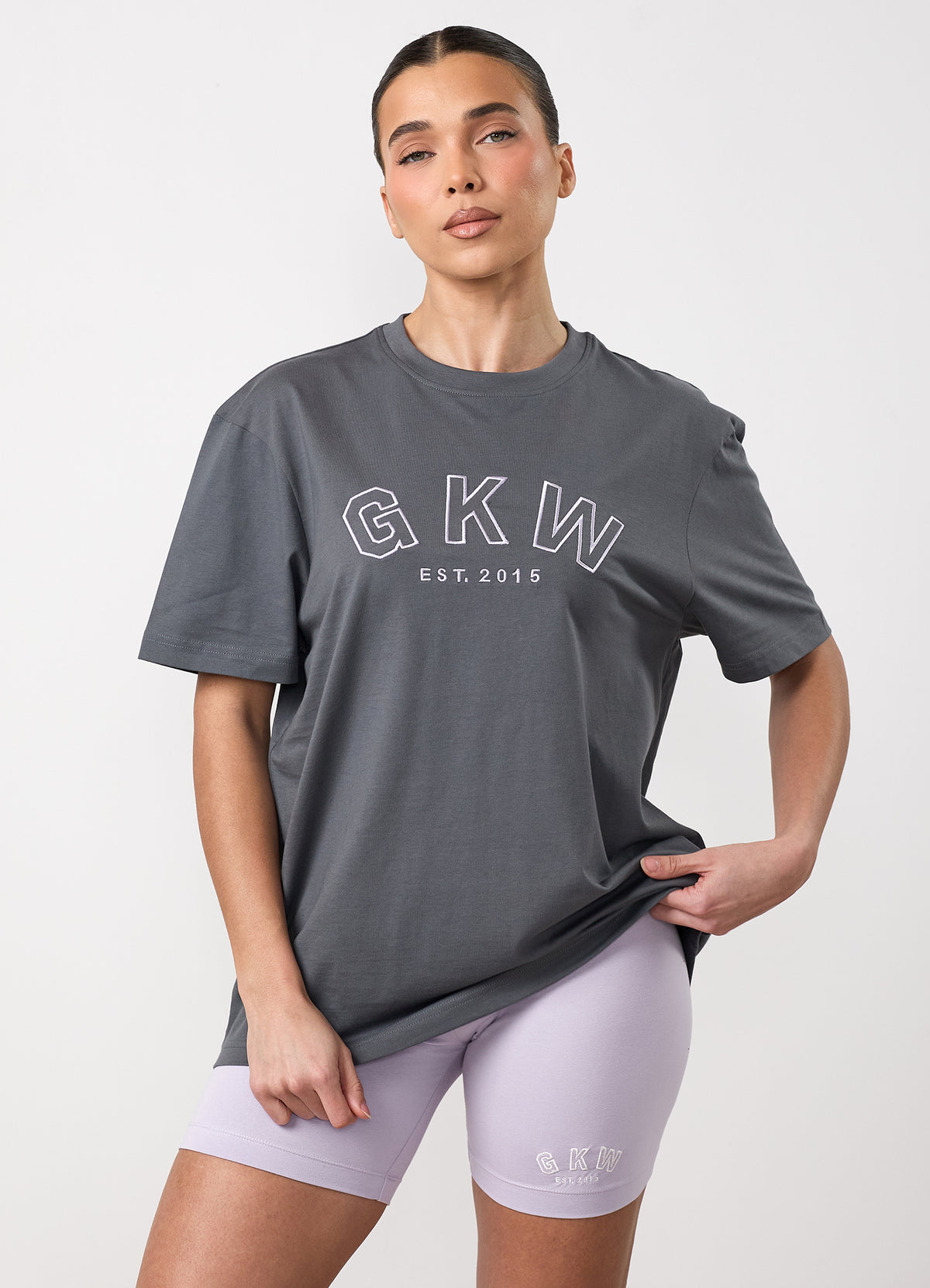 GKW Boyfriend T-Shirt - Gunmetal Grey/Hyacinth