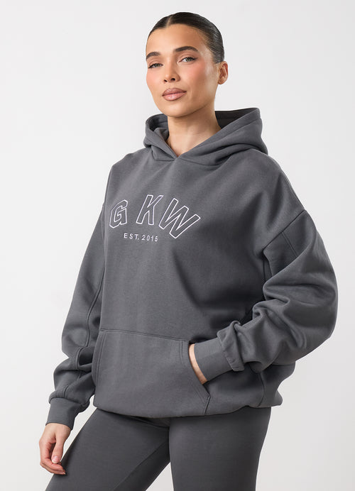 GKW-hoodie met relaxte pasvorm - Gunmetal Grey/Hyacinth