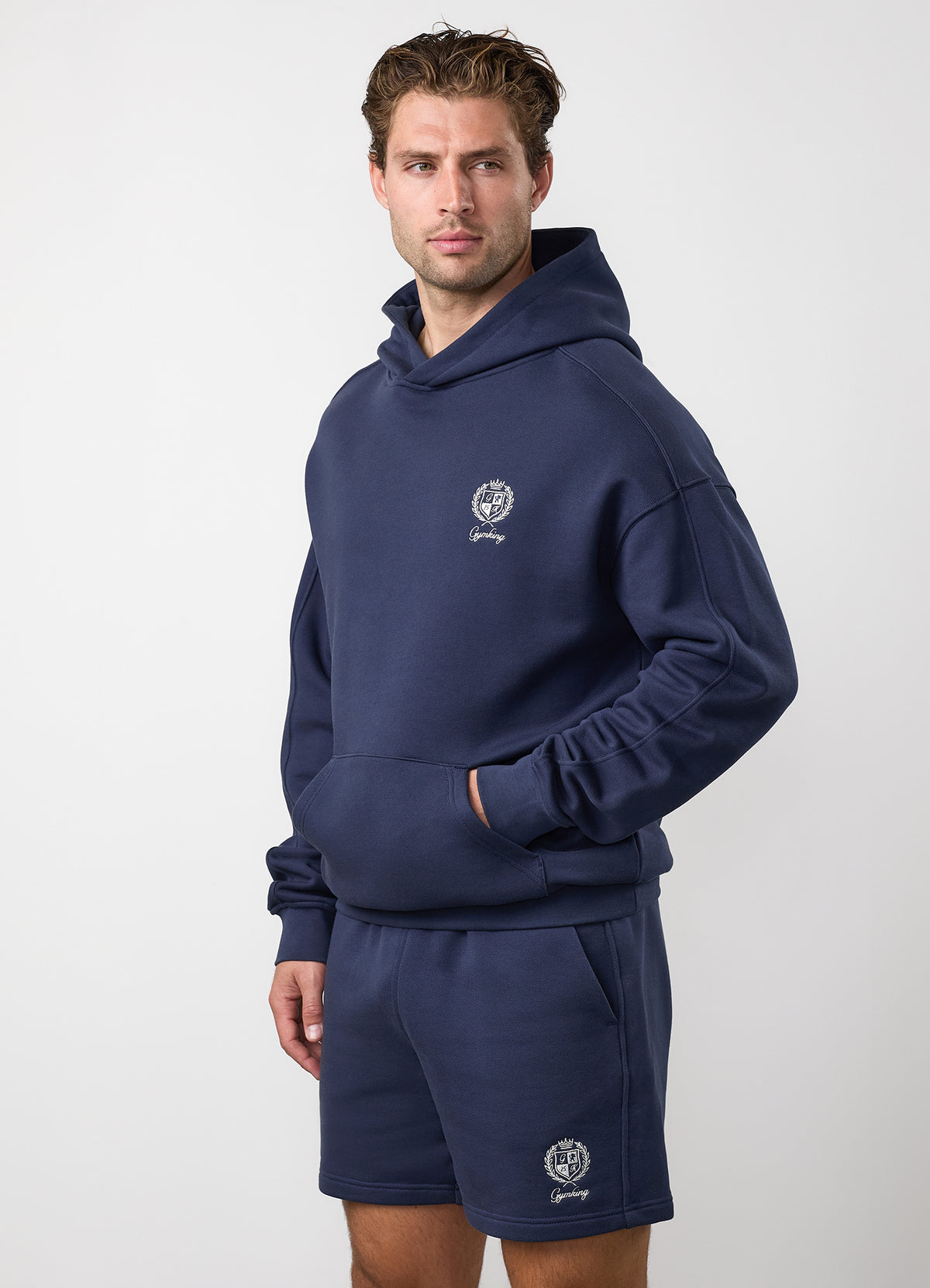 Gym King Heritage Crest Loopback Hoodie - Indigo Blue