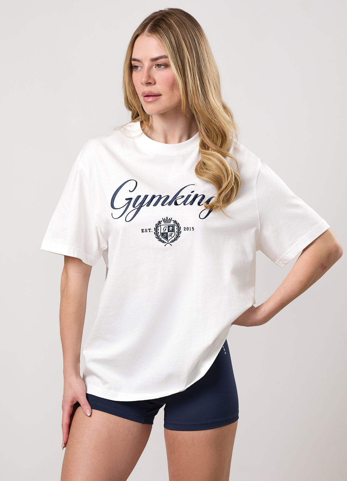 Gym King Heritage Jersey Boyfriend T-Shirt - Cream