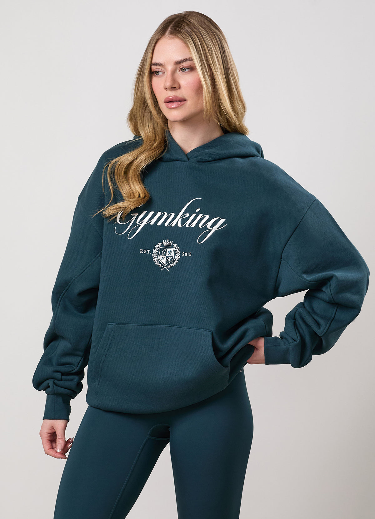 Gym King Heritage Loopback Hoodie - Classic Teal