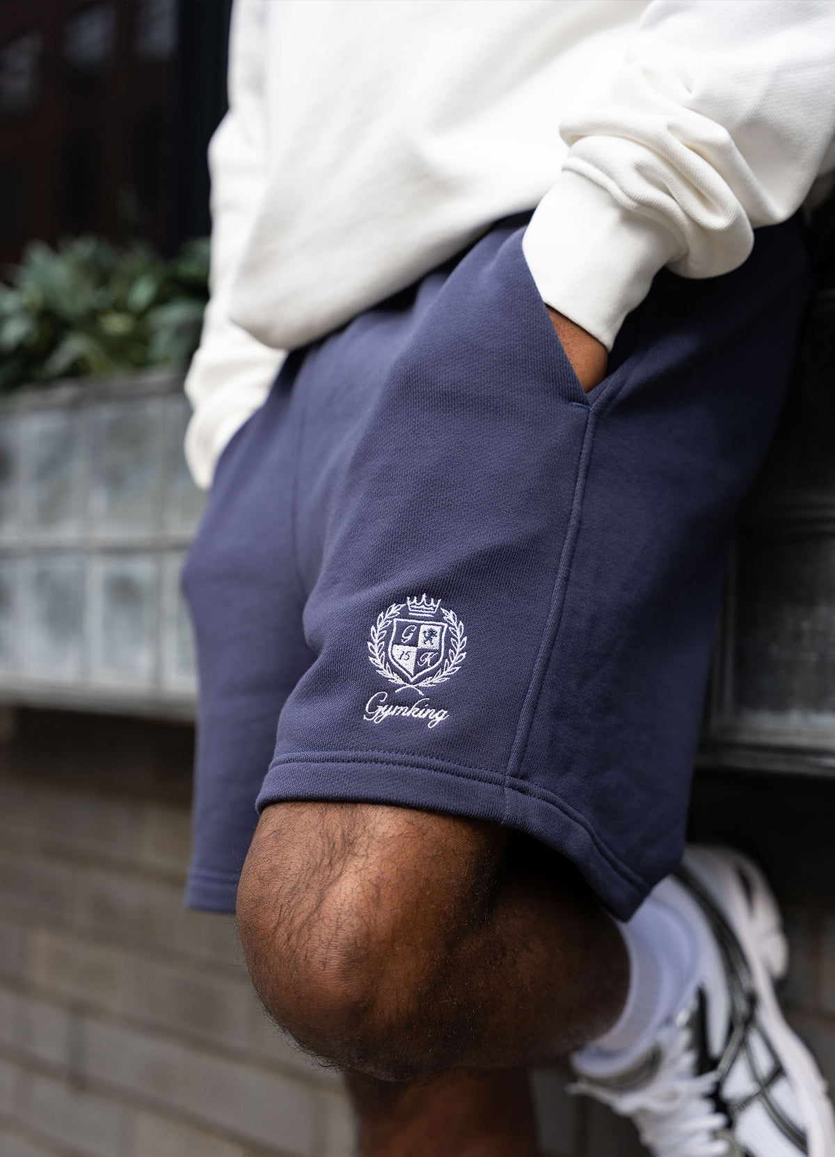 Gym King Heritage Crest Loopback Short - Indigo Blue