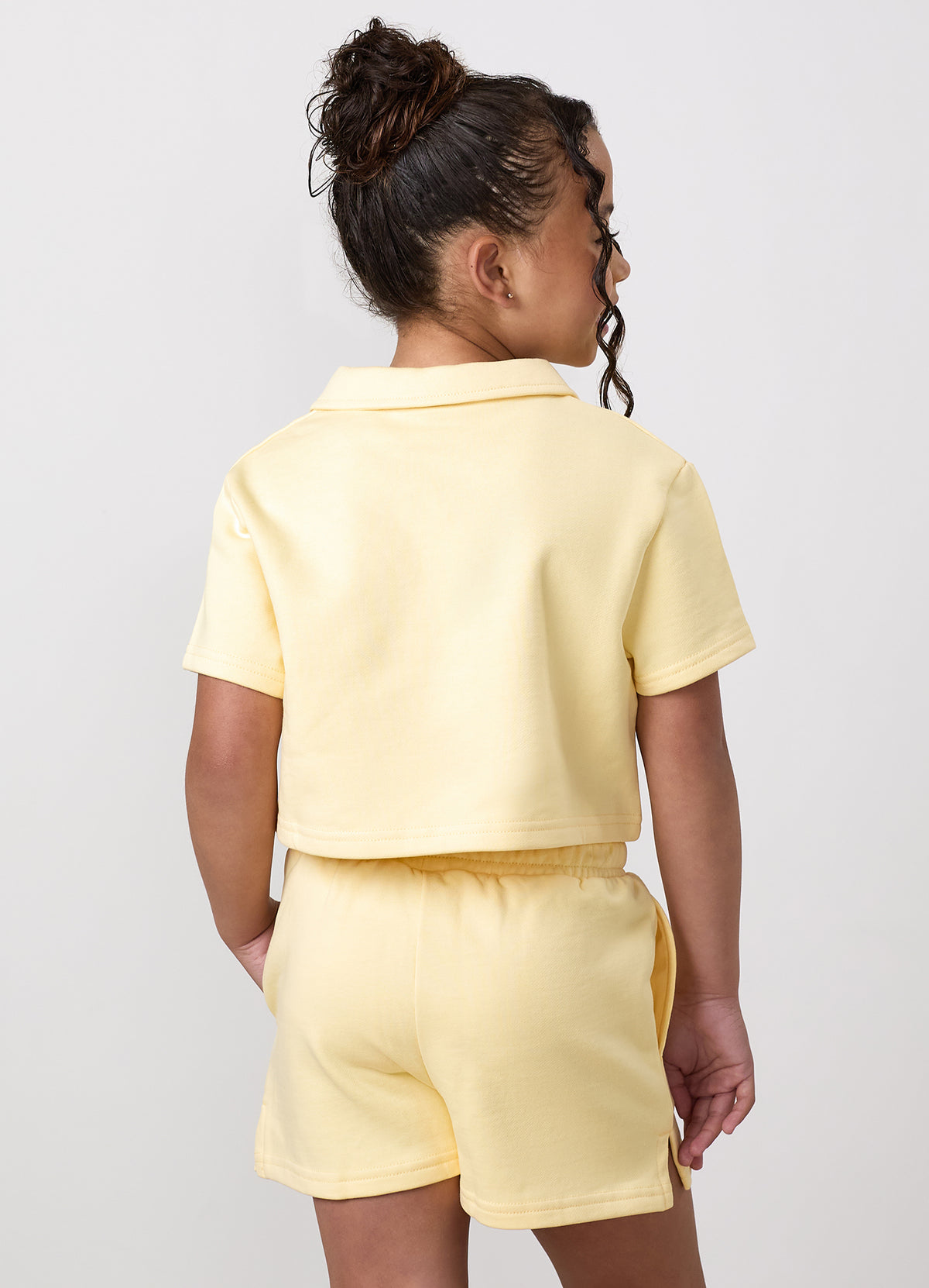 Gym King Older Kids Haze Loopback Collar Top - Butter Yellow