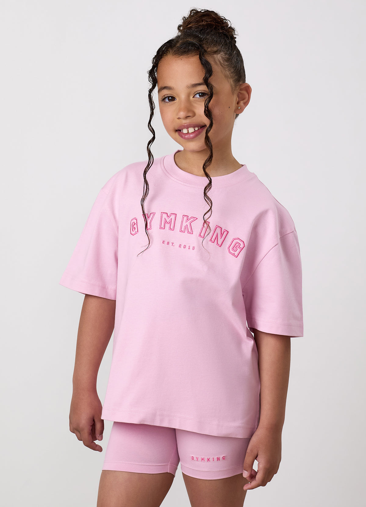 Gym King Older Kids Shadow Boyfriend T-Shirt - Soft Pink/Carnation Pink