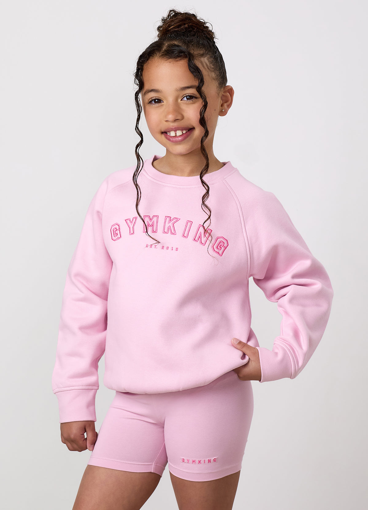 Gym King Older Kids Shadow Crew - Soft Pink/Carnation Pink