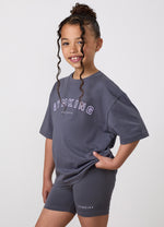 Gym King Older Kids Shadow Boyfriend T-Shirt - Gunmetal Grey/Hyacinth thumbnail