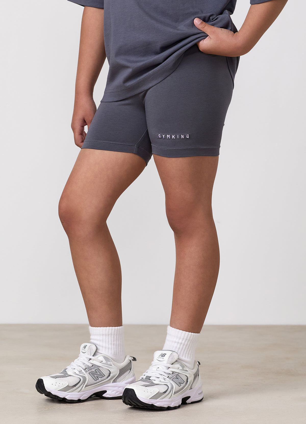 Gym King Younger Kids Shadow 3" Jersey Short - Gunmetal Grey