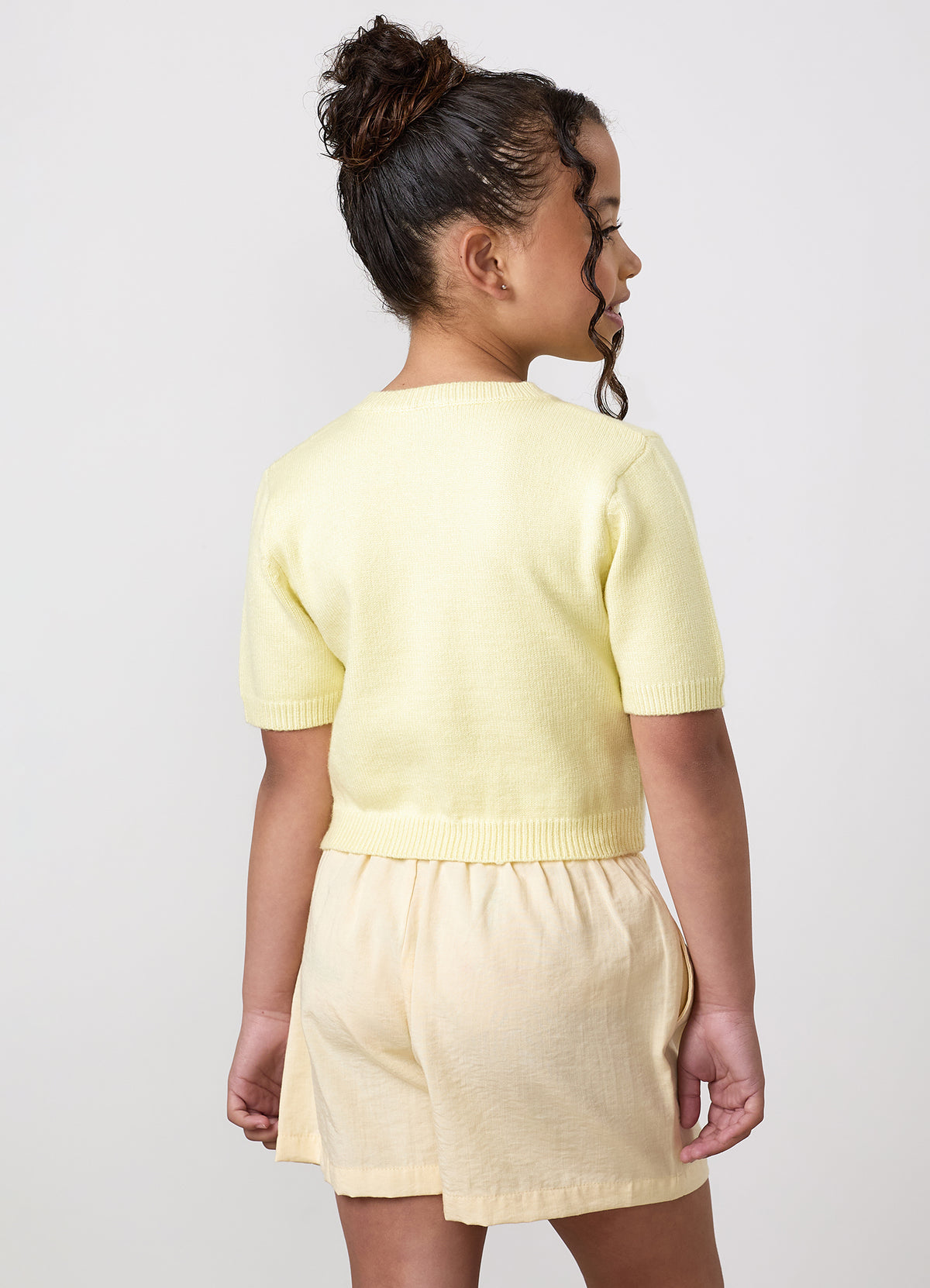 Gym King Younger Kids Short Sleeve Knit Cardigan - Butter Yellow