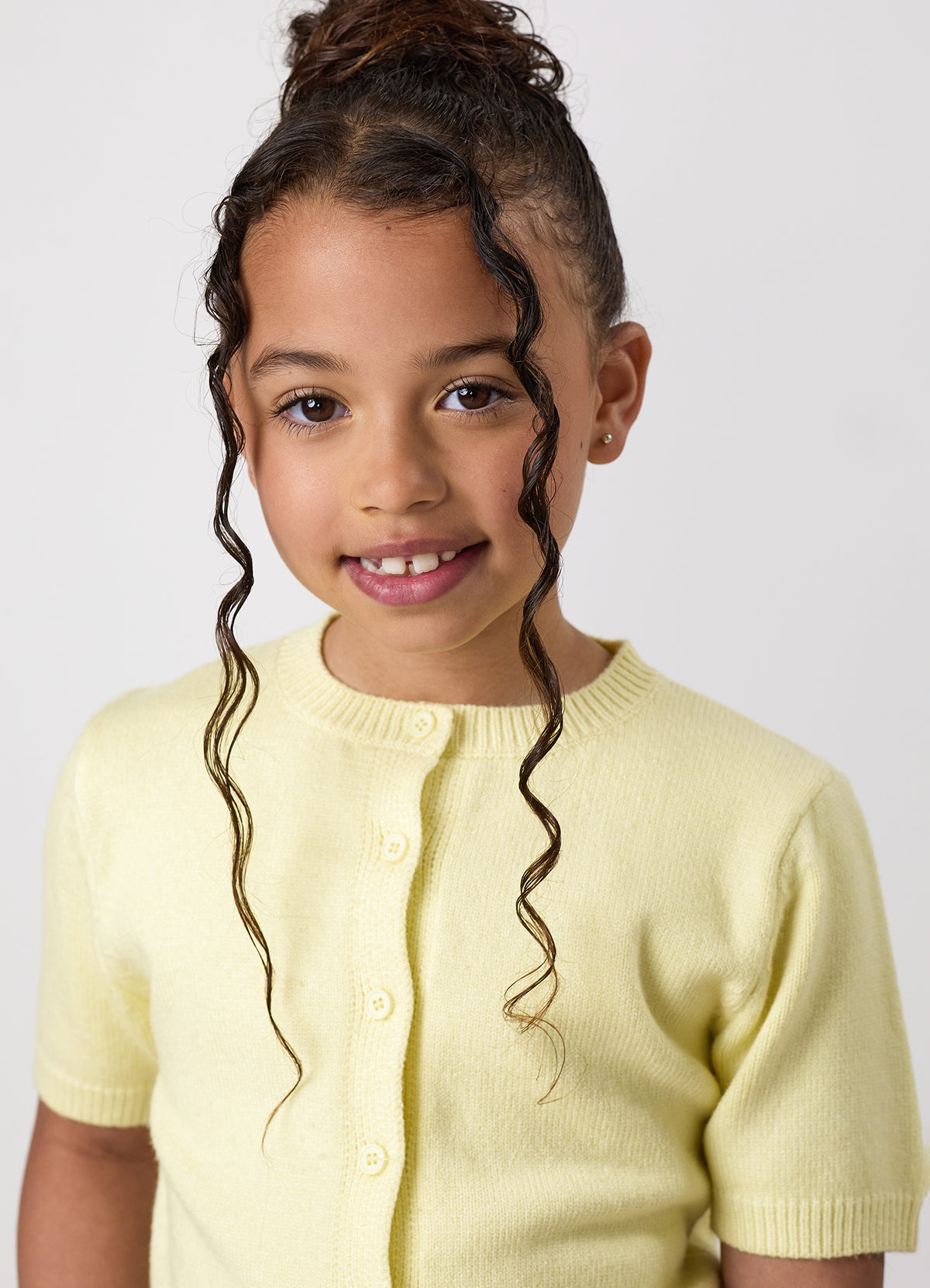 Gym King Older Kids Short Sleeve Knit Cardigan - Butter Yellow