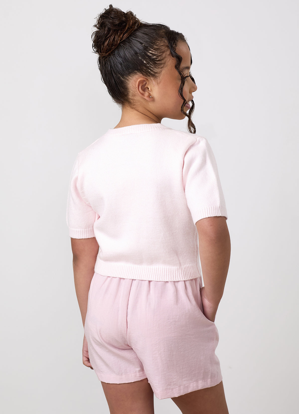 Gym King Older Kids Short Sleeve Knit Cardigan - Wildflower