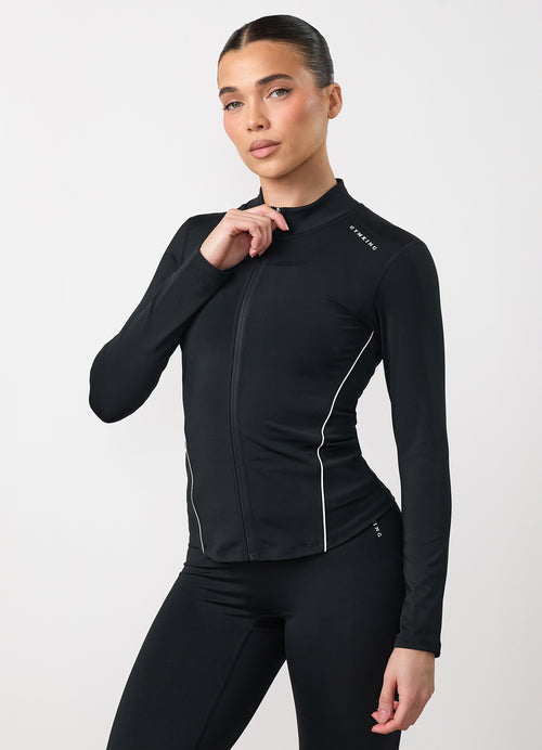 Gym King Knockout Piped Full Zip Funnel - Black