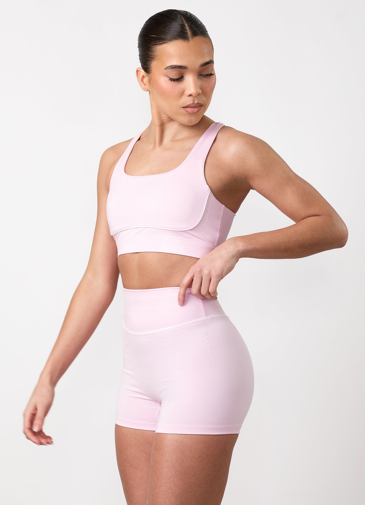 Gym King Knockout Piped Sports Bra - Soft Pink