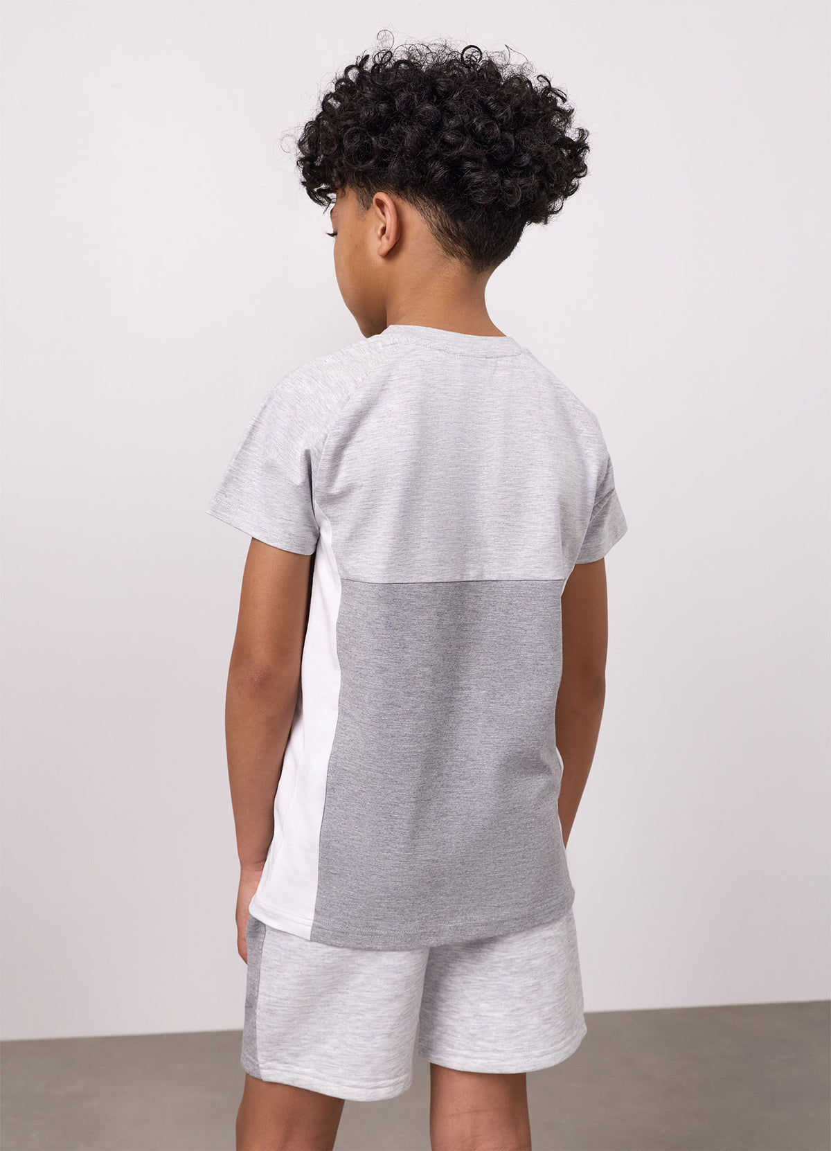 Gym King Older Kids Contrast Panel T-Shirt - Snow Marl/Grey Marl/White