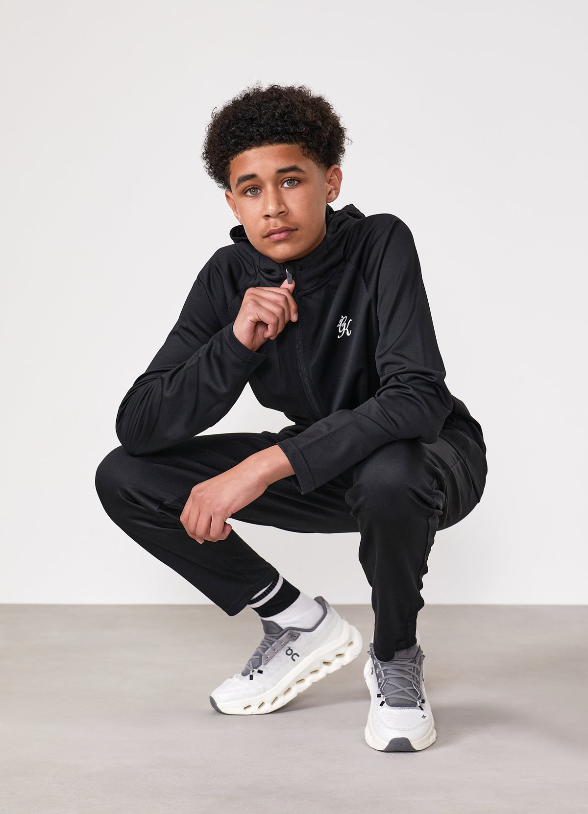 Gym King Older Kids Lightweight Poly Full Zip - Black