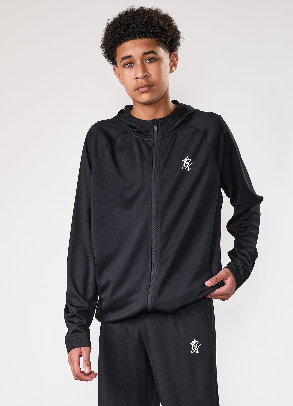 Gym King Older Kids Lightweight Poly Full Zip - Black