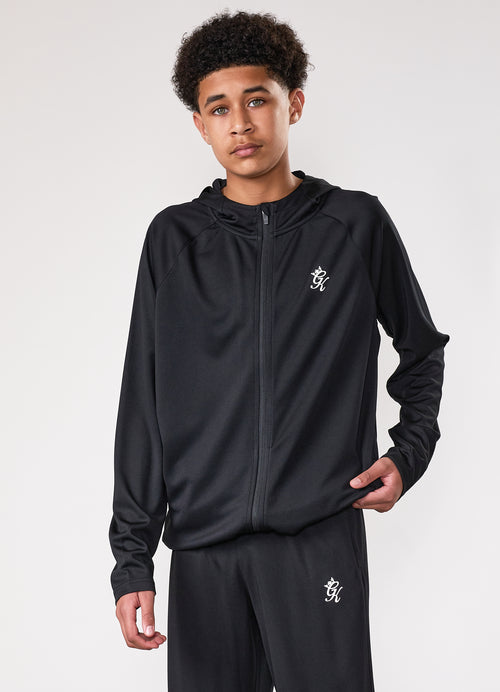 Gym King Older Kids Lightweight Poly Full Zip - Black