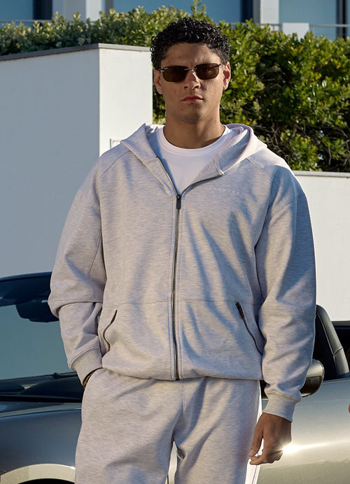 Gym King Linear Travel Full Zip Hoodie - Snow Marl