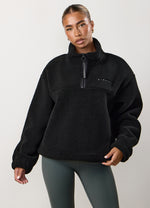 Gym King Linear Borg 1/4 Zip Fleece - Black thumbnail