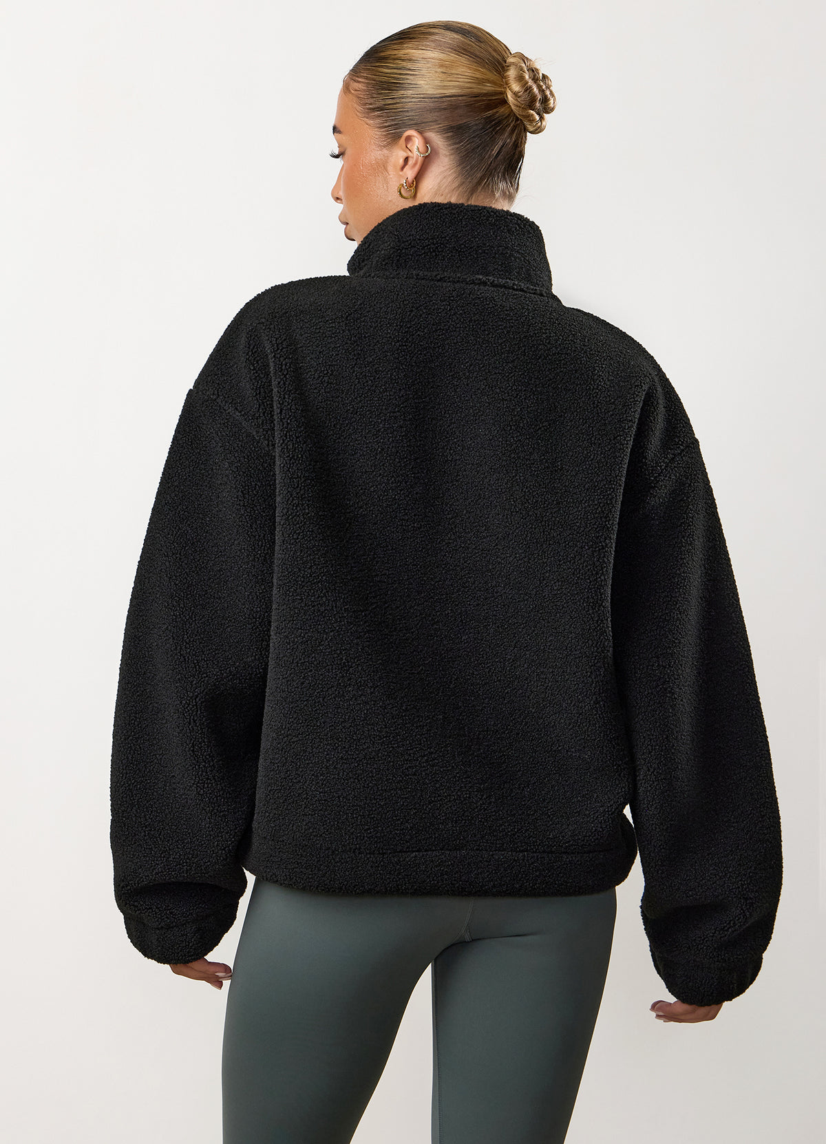 Gym King Linear Borg fleece met 1/4 rits - Zwart