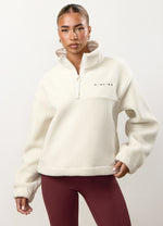 Gym King Linear Borg fleece met 1/4 rits – Crème (miniatuurafbeelding)