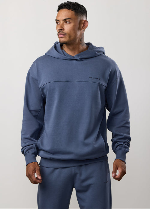 Gym King Linear Loopback Hoodie - Deep Sea Blue