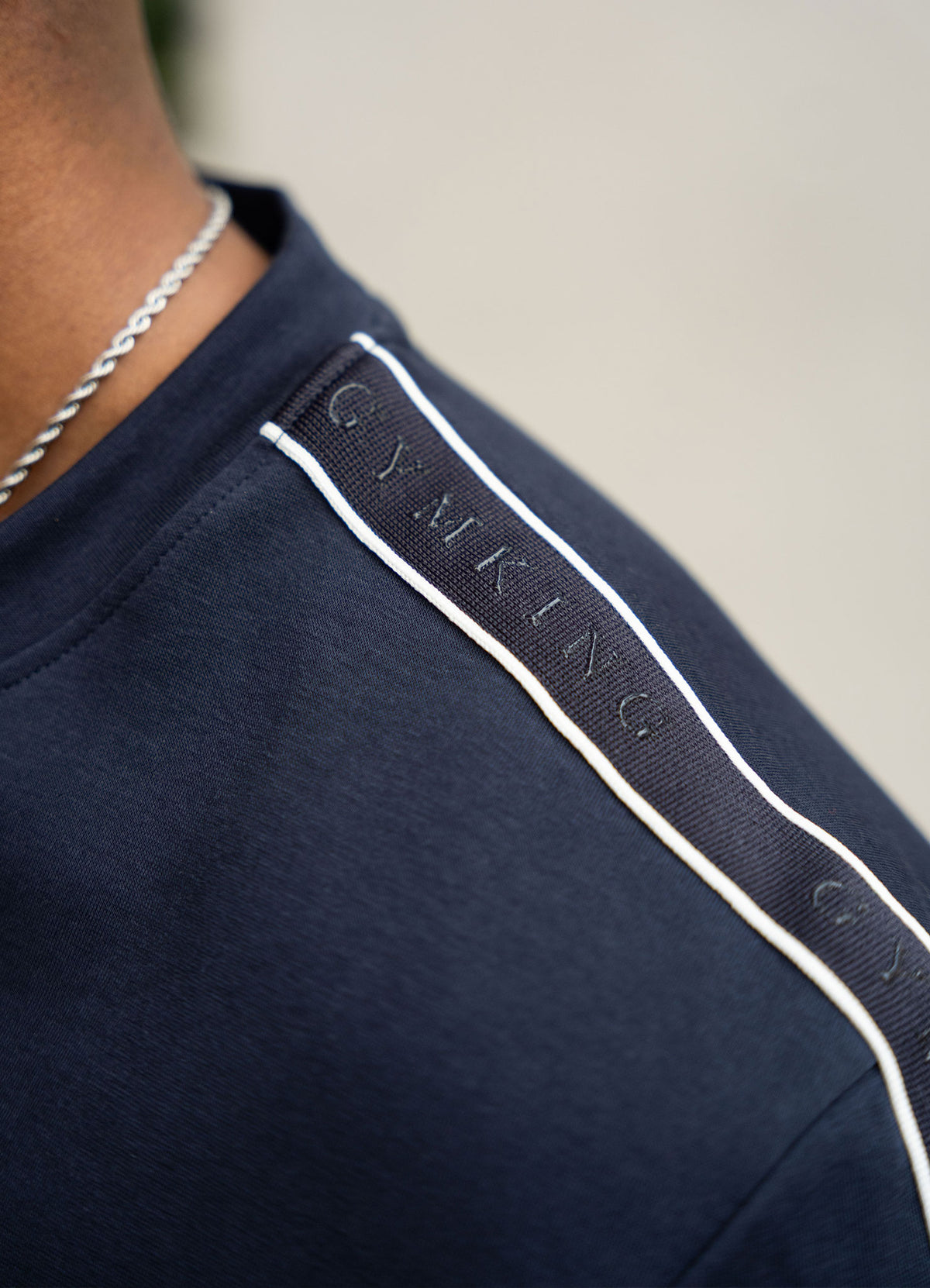 Gym King Linear Taped T-Shirt - Navy