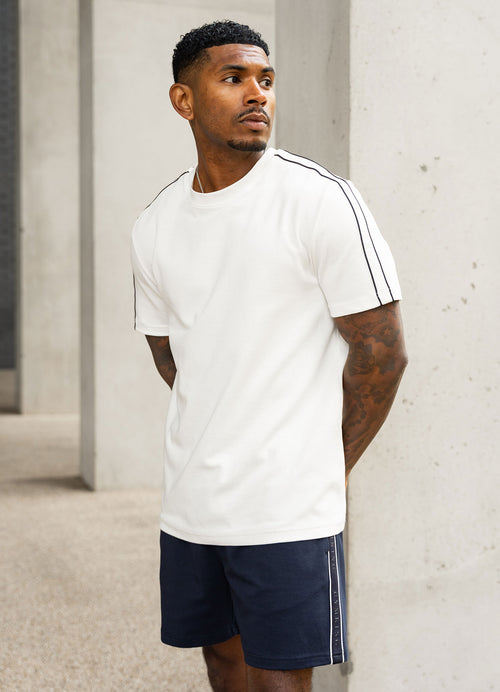 Gym King Linear Taped T-Shirt - Cream