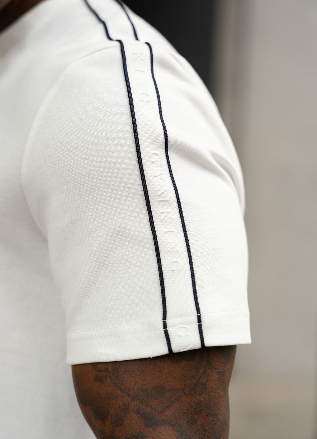 Gym King Linear Taped T-Shirt - Cream