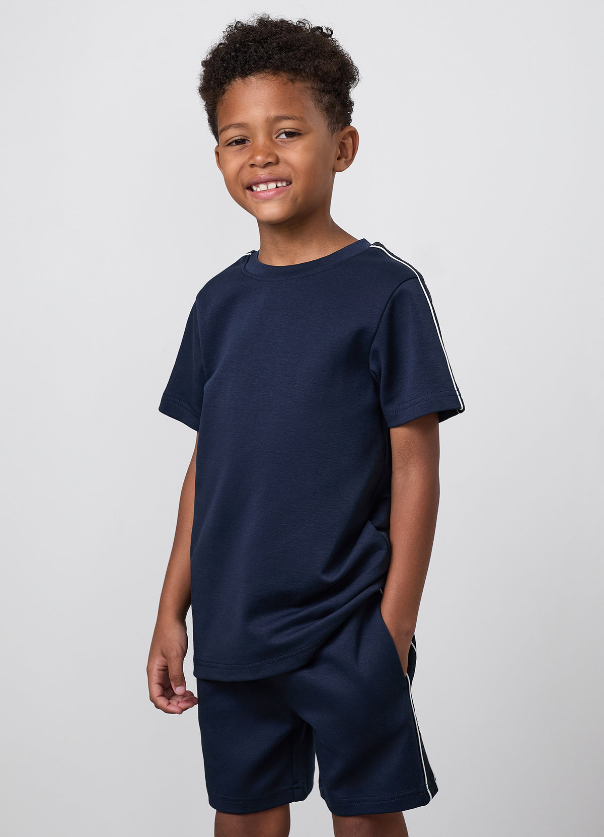 Gym King Younger Kids Linear Taped T-Shirt - Navy