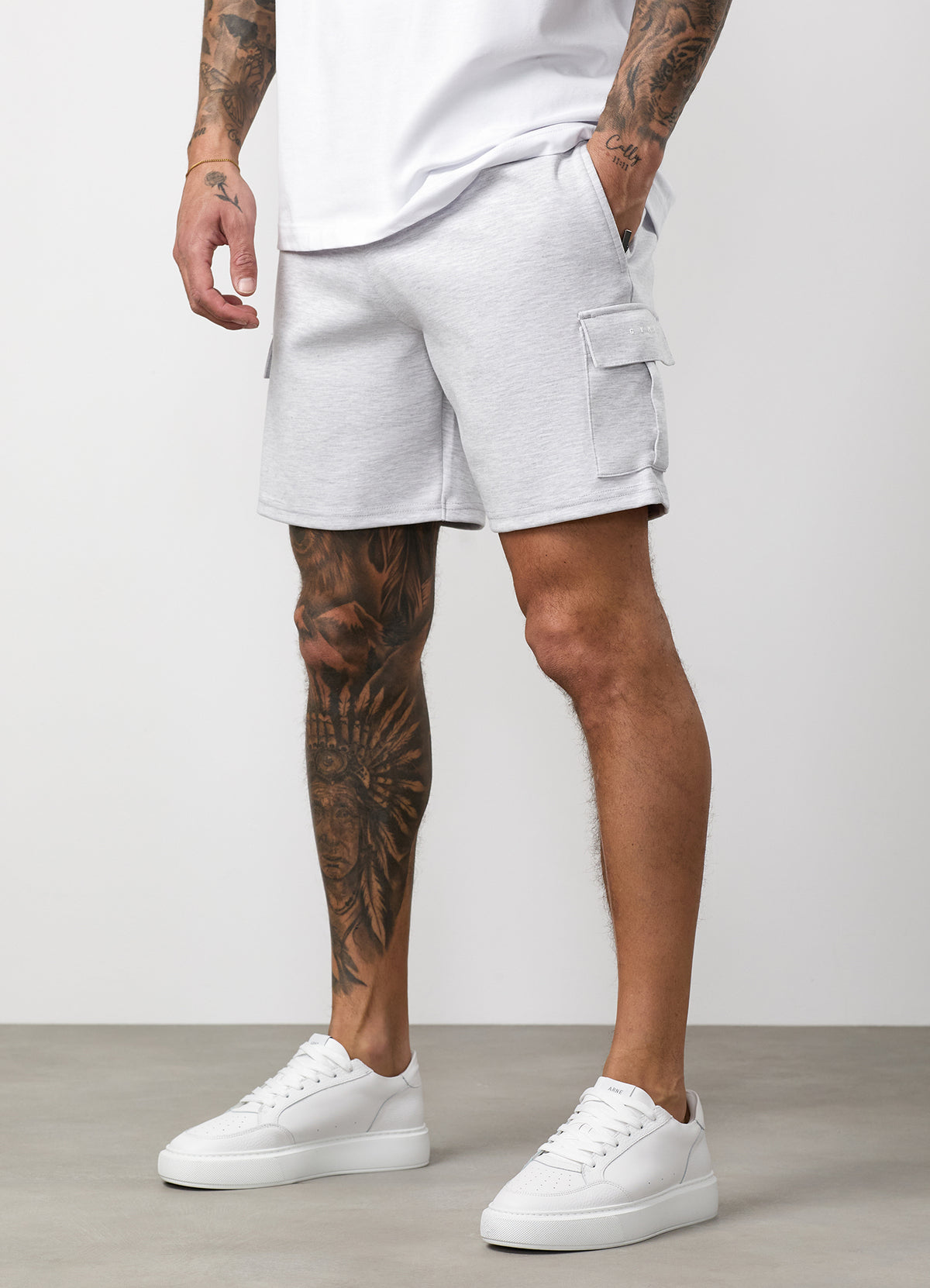 Gym King Linear Travel Cargo Short - Snow Marl