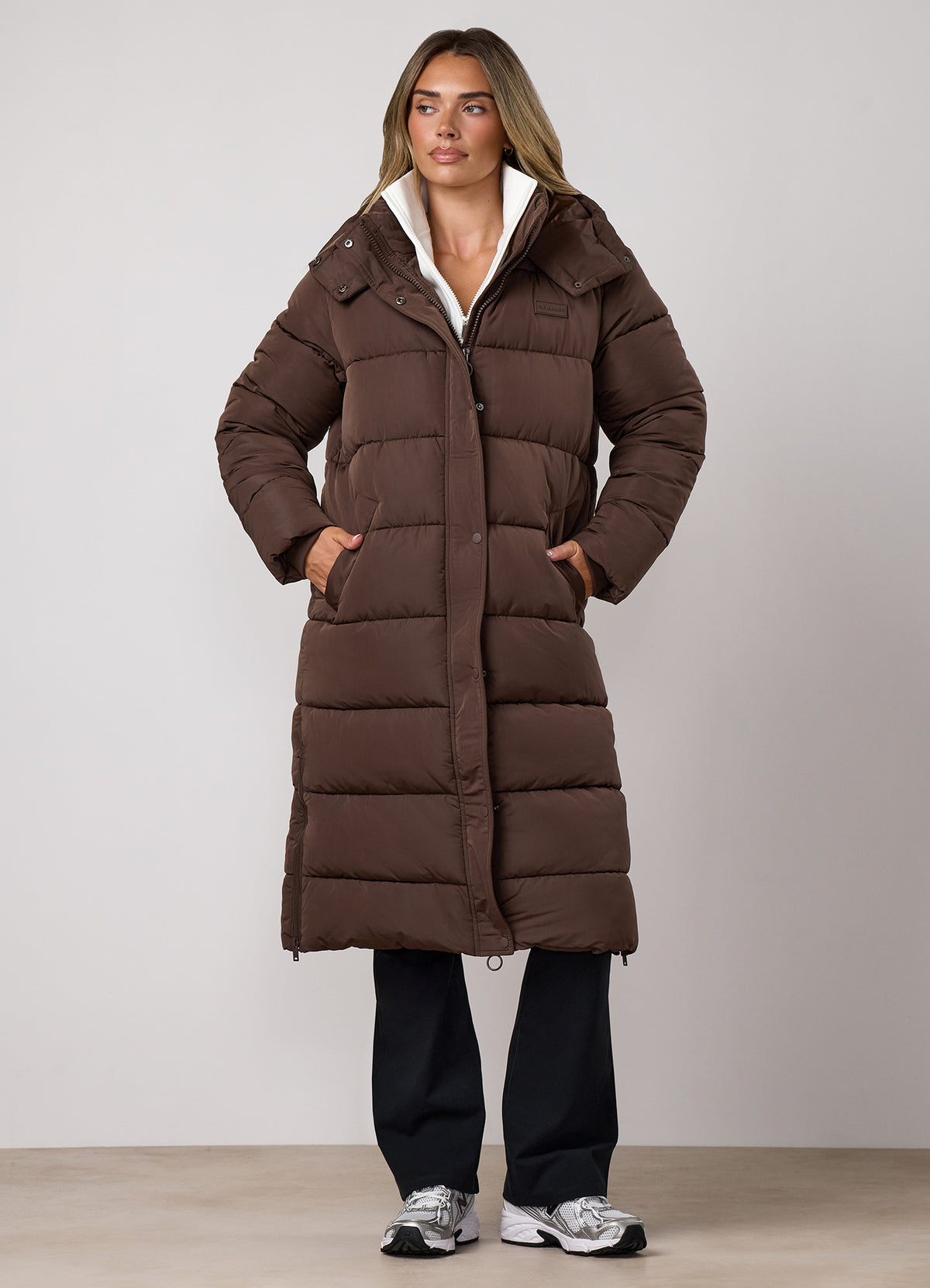 Gym King Longline Quilted Puffer Coat - Ganache