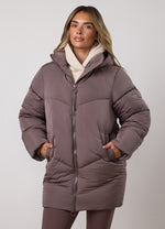 Gym King Mid Length Puffer Coat - Deep Mocha thumbnail