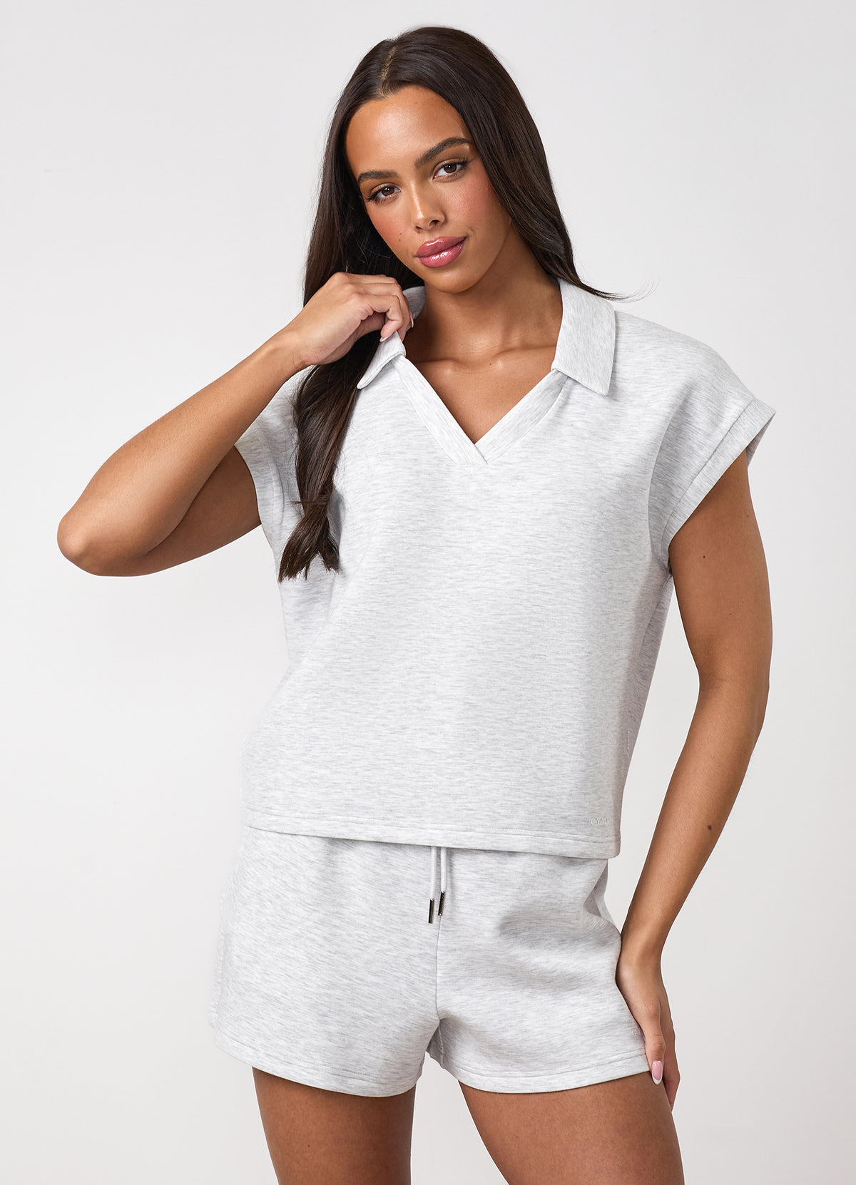 Gym King Tanktop met modale kraag - Snow Marl