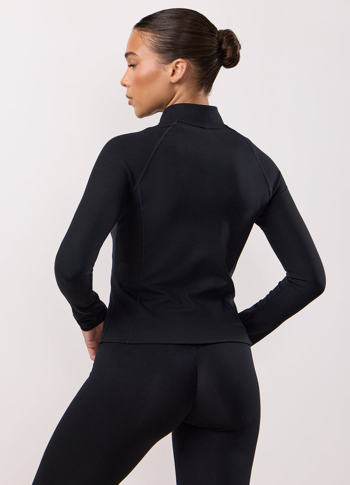 Gym King Peach Luxe Full Zip Top - Black Luxe