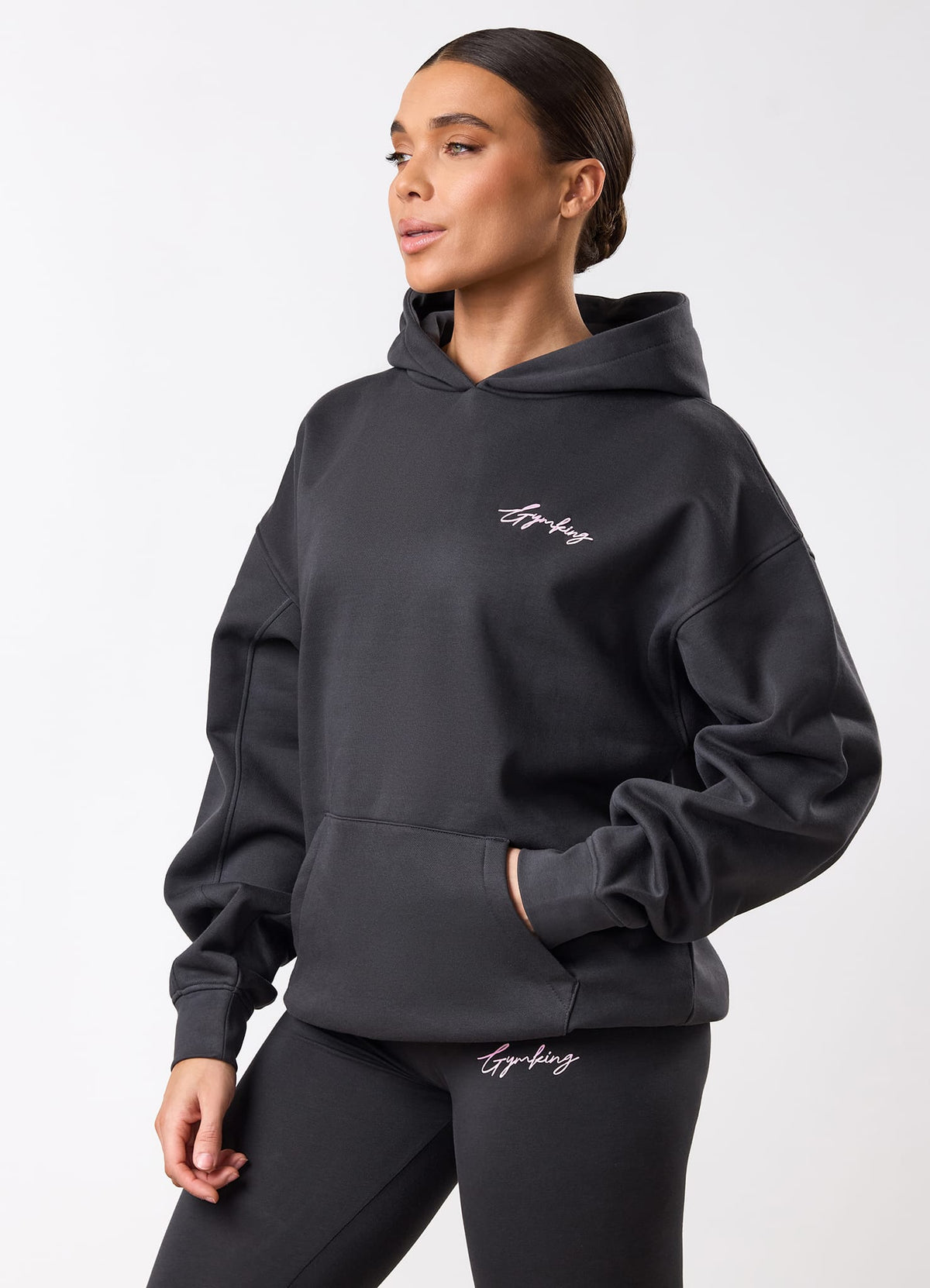 Gym King Script Mindset Hoodie - Dark Pewter