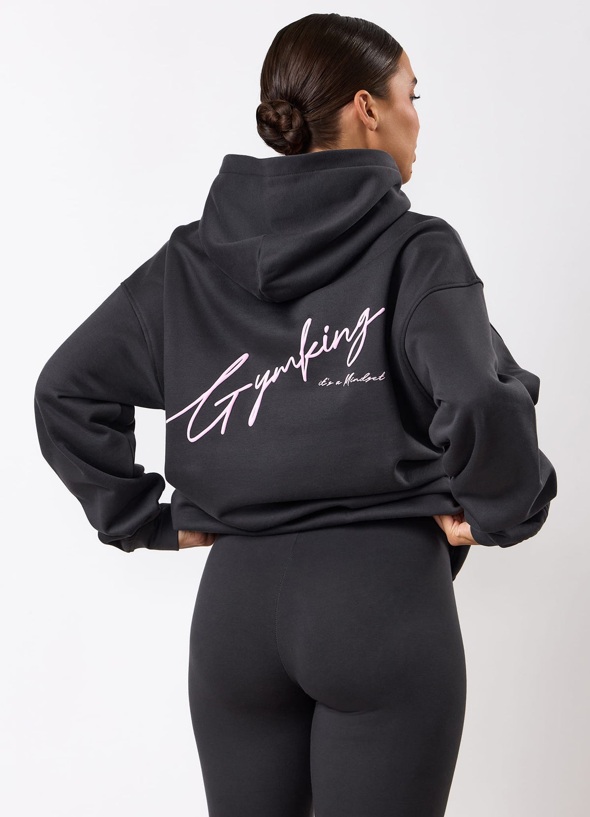 Gym King Script Mindset Hoodie - Dark Pewter