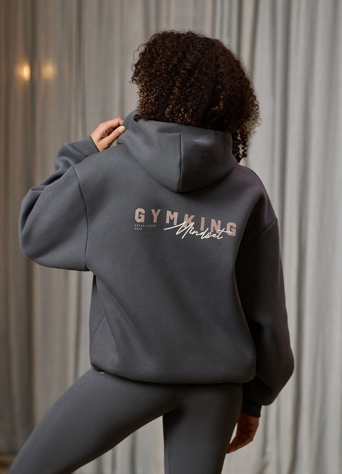 Gym King Poise Oversized Graphic Full Zip Hoodie - Storm Blue